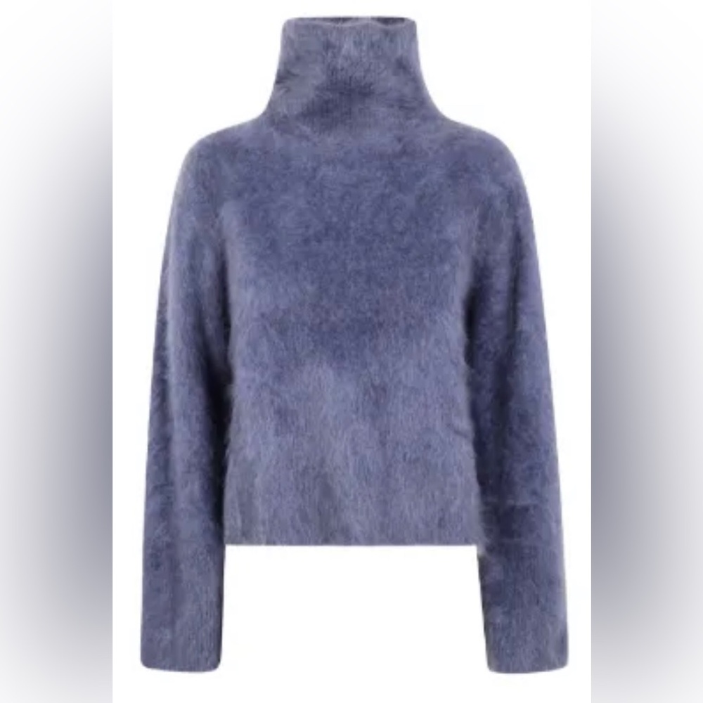 Victoria ~ Elegant Black fuzzy turtleneck Sweater M